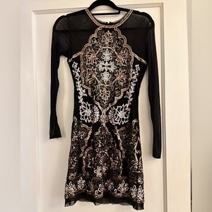 Chelsea and Violet Black Mesh Sparkle Dress